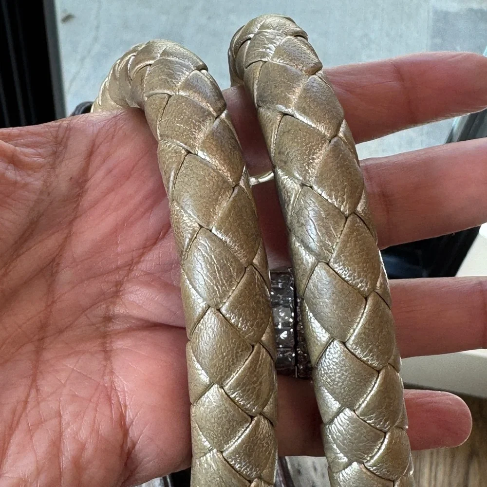 Versace Ostrich Handbag - Silver Grey with Champagne Hardware - Picture 11 of 17